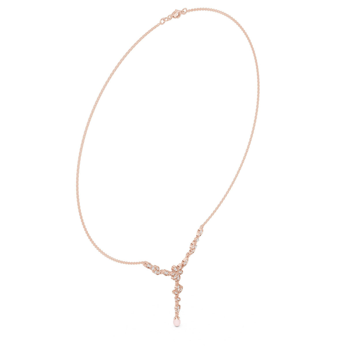 Moissanite Cluster Y-Lariat Necklace – 925 Sterling Silver, 18K Gold Vermeil