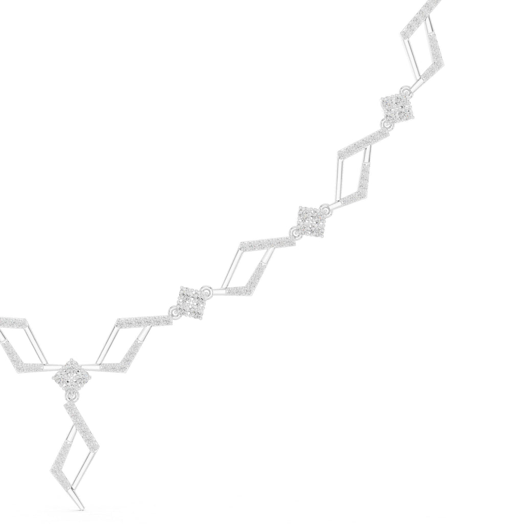 Moissanite Zigzag Rhombus Necklace – 925 Sterling Silver, 18K Gold Vermeil