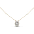 Oval Moissanite Halo Pendant Necklace – 925 Sterling Silver, 18K Gold Vermeil