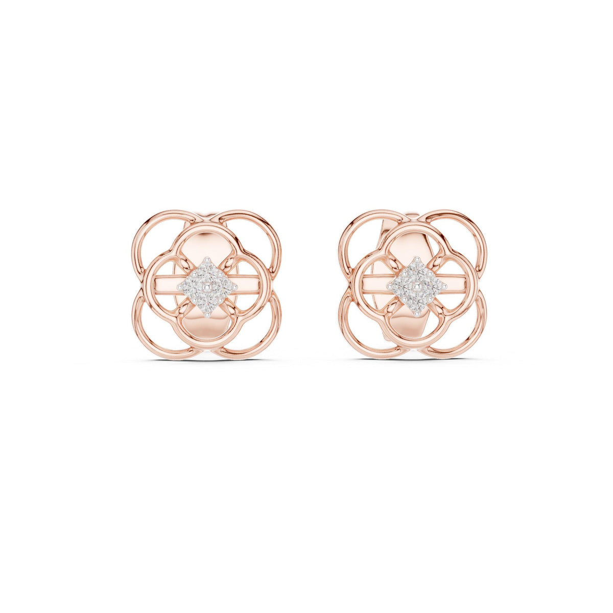 Moissanite Interlocking Loop Stud Earrings – 925 Sterling Silver, 18K Gold Vermeil