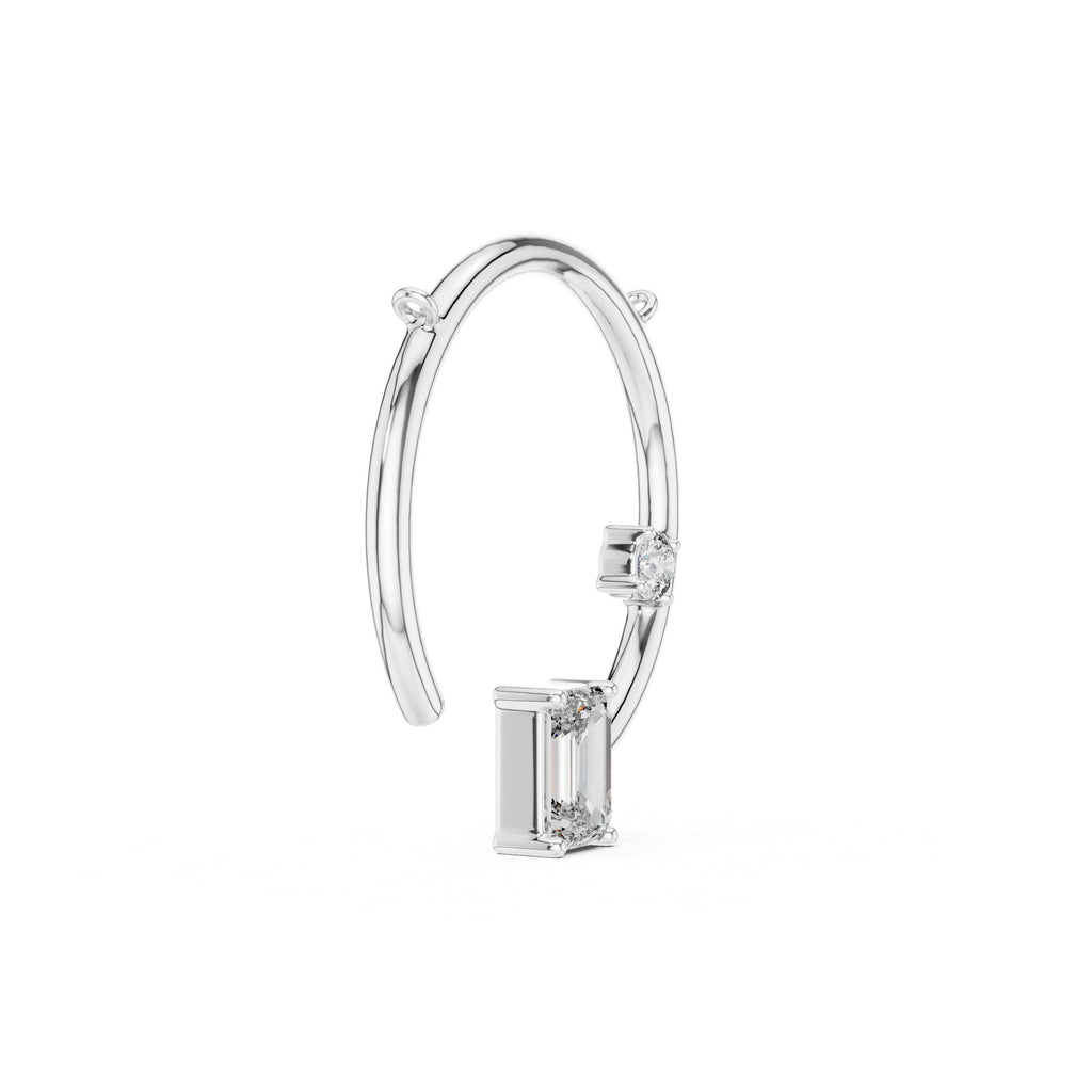 Emerald-Cut Moissanite Open Circle Pendant Necklace – 925 Sterling Silver, 18K Gold Vermeil