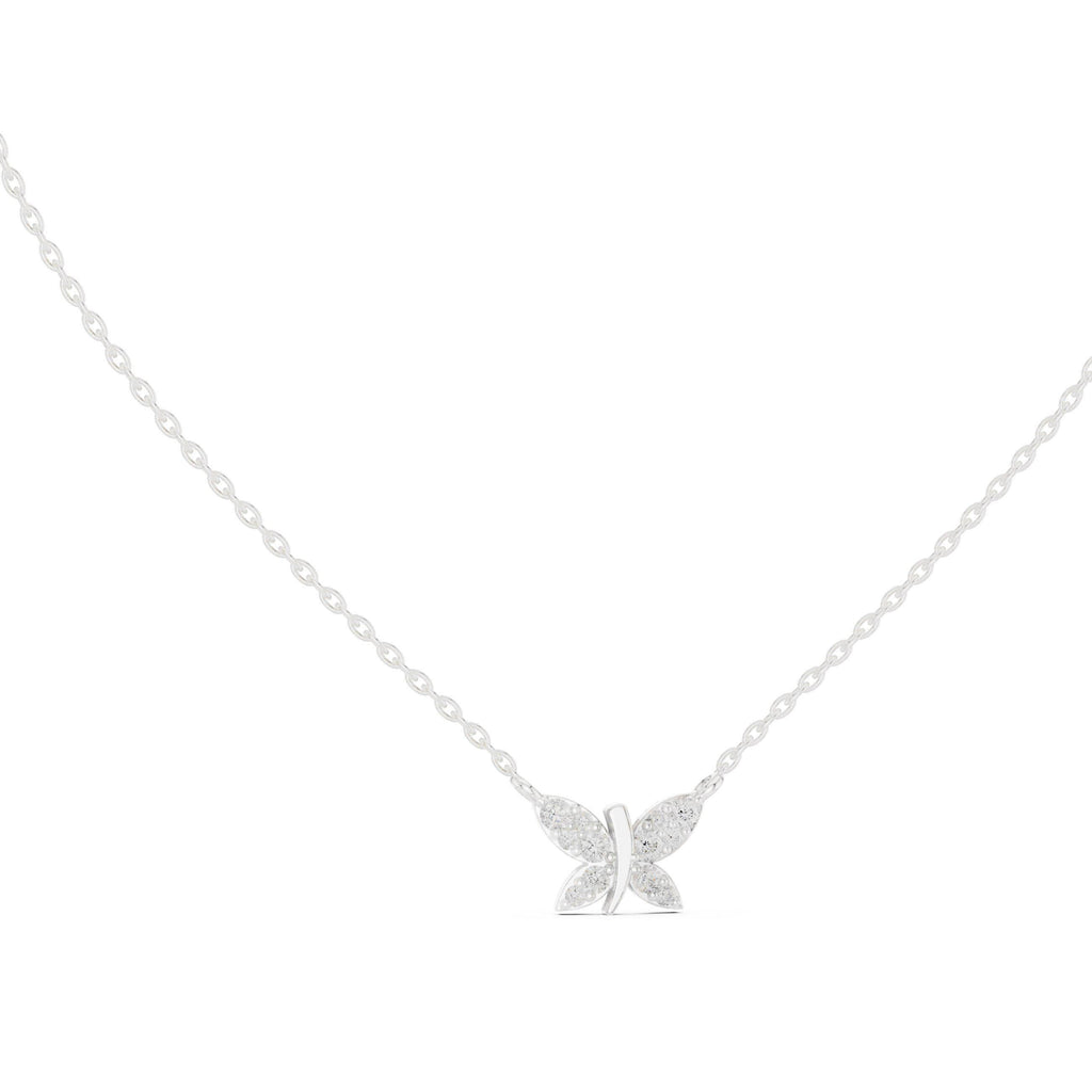 Marquise Moissanite Butterfly Necklace – 925 Sterling Silver, 18K Gold Vermeil