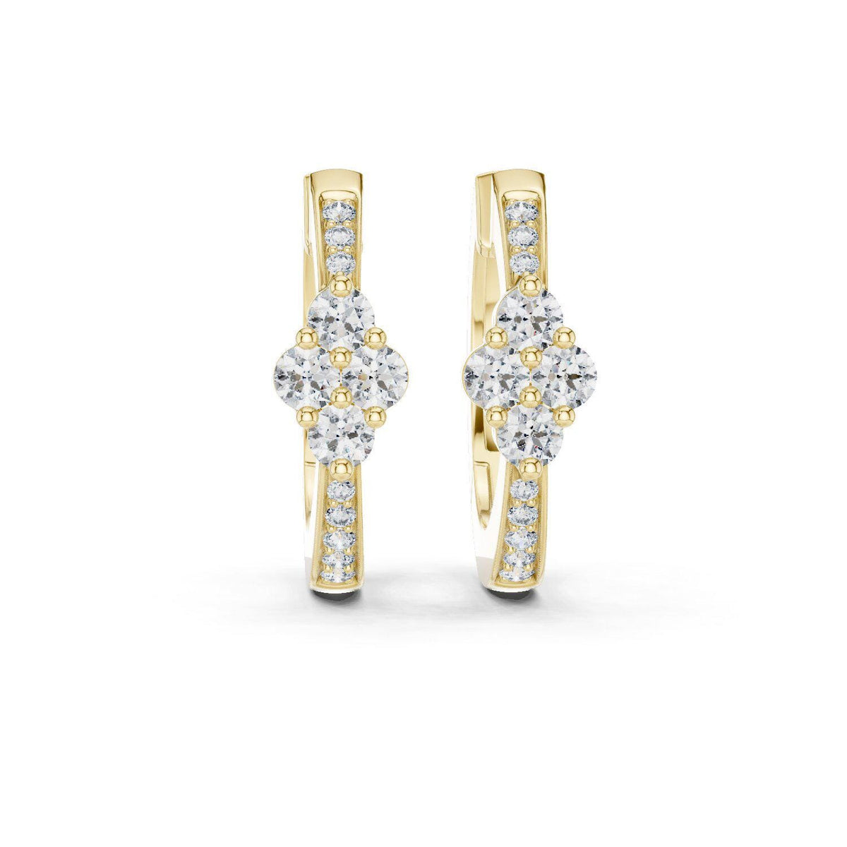 Moissanite Cluster Station Hoop Earrings – 925 Sterling Silver, 18K Gold Vermeil