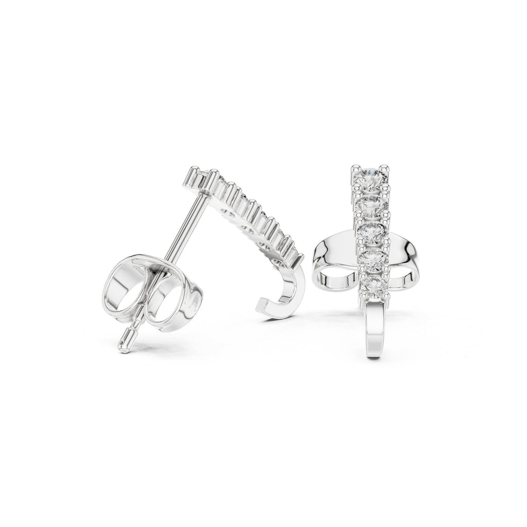 Moissanite Five-Stone Bar Stud Earrings – 925 Sterling Silver, 18K Gold Vermeil