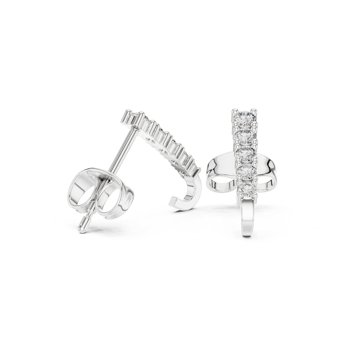 Moissanite Five-Stone Bar Stud Earrings – 925 Sterling Silver, 18K Gold Vermeil