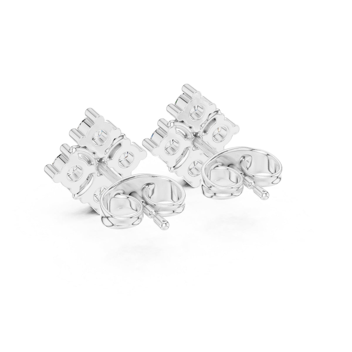 Moissanite Diamond-Shape Cluster Stud Earrings – 925 Sterling Silver, 18K Gold Vermeil