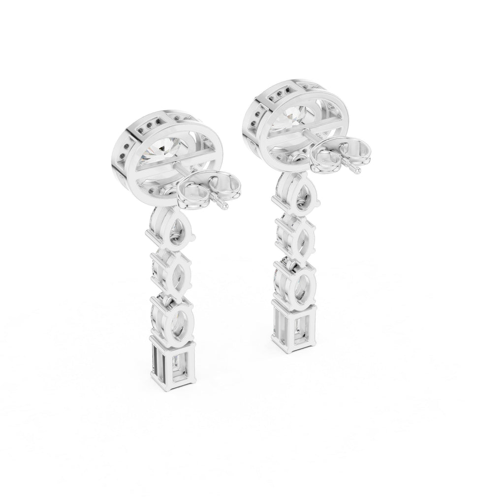 Oval Halo Moissanite Drop Earrings – 925 Sterling Silver, 18K Gold Vermeil