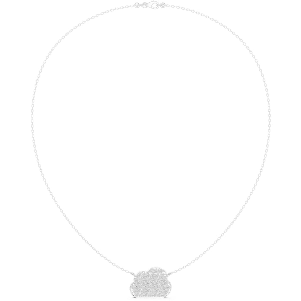 Moissanite Pavé Cloud Necklace – 925 Sterling Silver, 18K Gold Vermeil