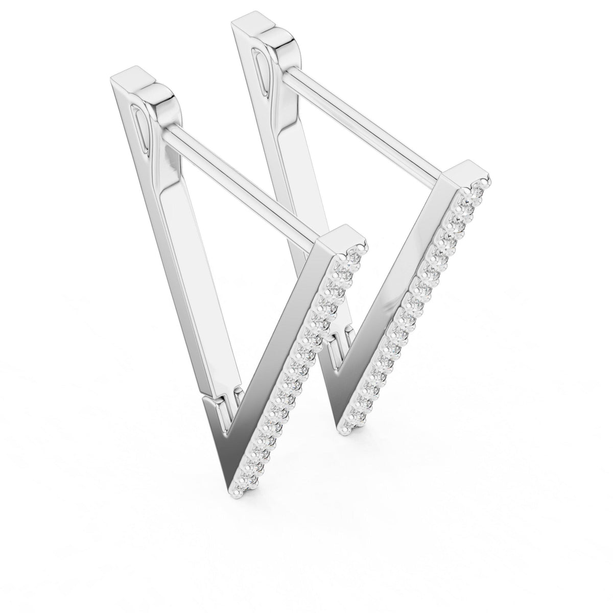 Moissanite Pavé Triangle Hoop Earrings – 925 Sterling Silver, 18K Gold Vermeil