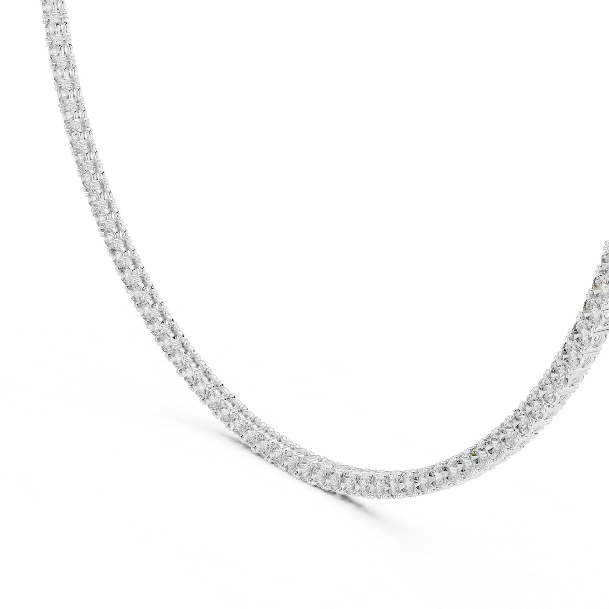 4mm Round Moissanite Tennis Necklace, 16" – 925 Sterling Silver, 18K Rose Gold Vermeil