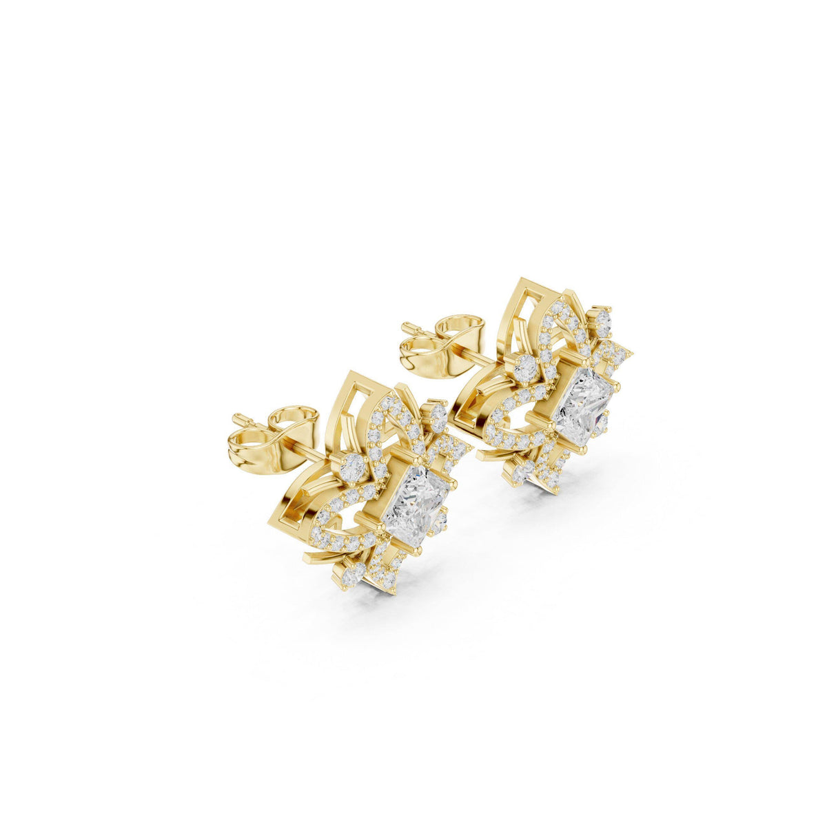 Marquise Moissanite Compass Star Stud Earrings – 925 Sterling Silver, 18K Gold Vermeil