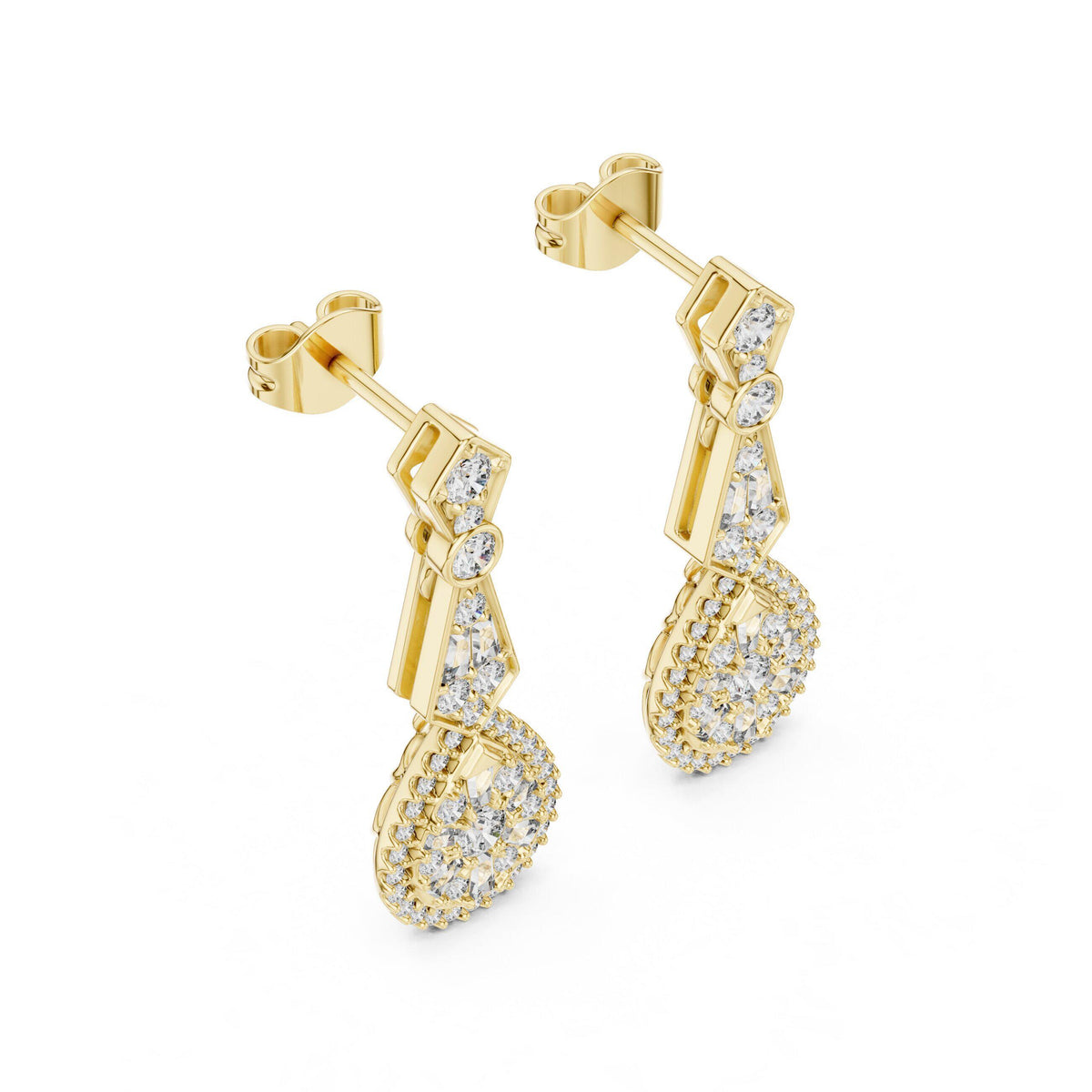 Pear Moissanite Halo Infinity Drop Earrings – 925 Sterling Silver, 18K Gold Vermeil