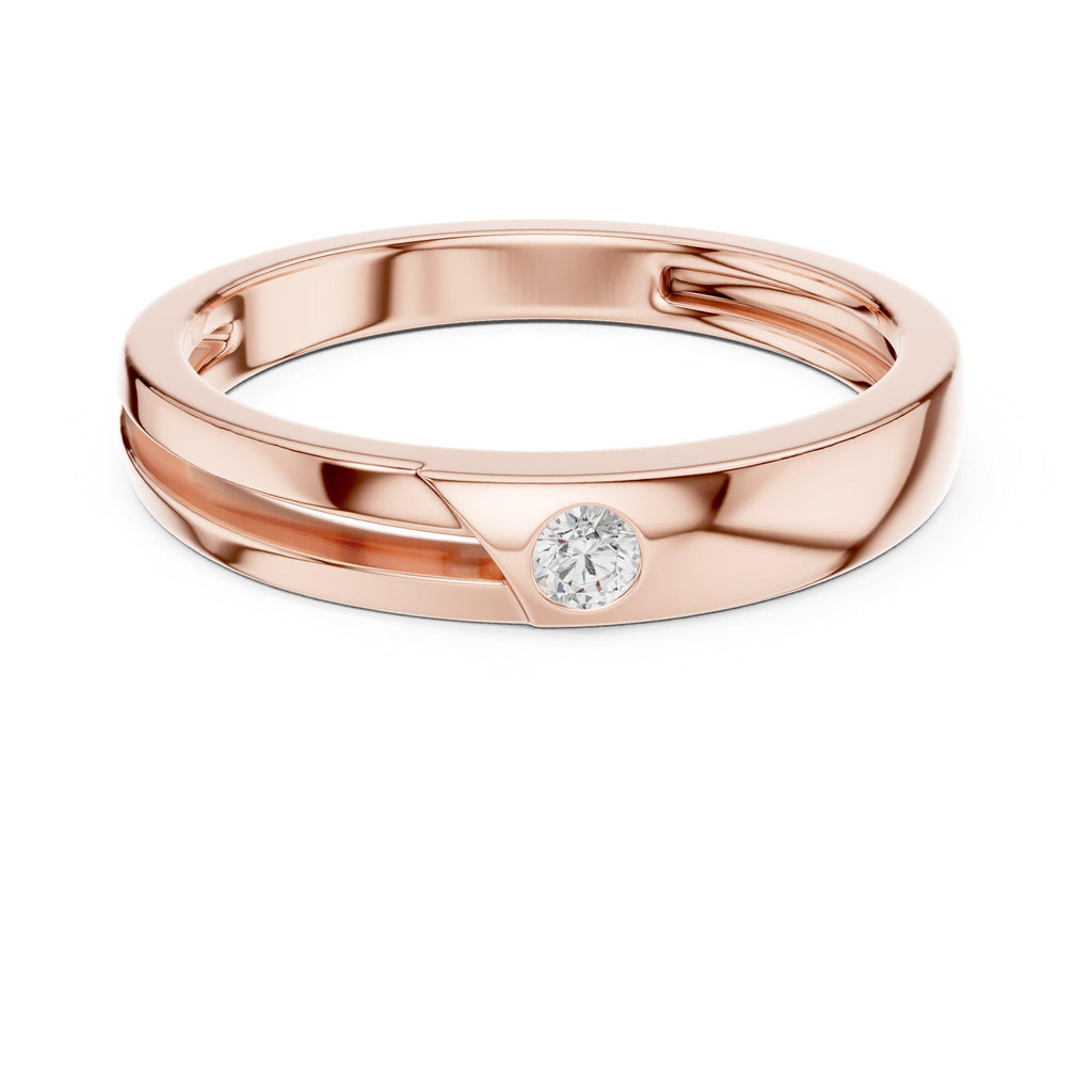 Men's Slim Moissanite Band with Round Accent Stone – 925 Sterling Silver, 18K Gold Vermeil