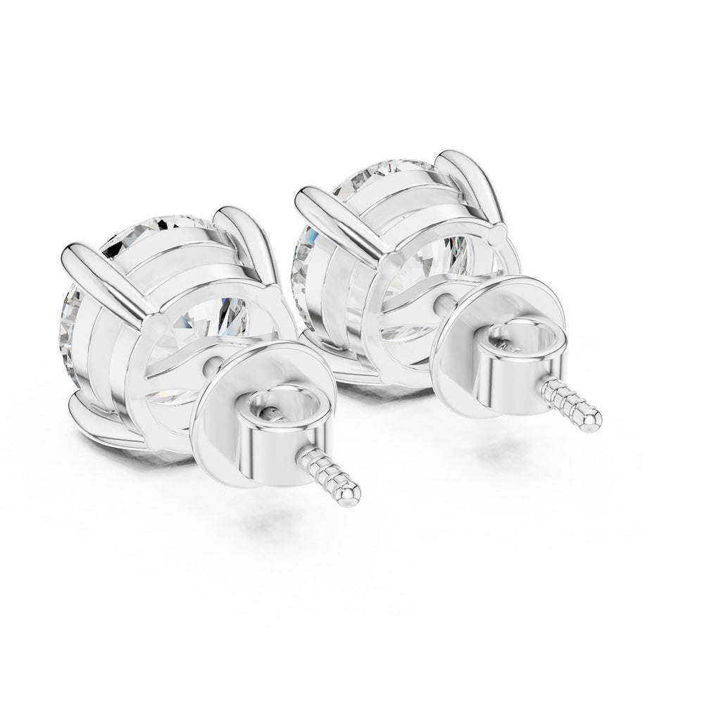 8mm Round Moissanite Four-Prong Stud Earrings – 925 Sterling Silver, 18K Gold Vermeil