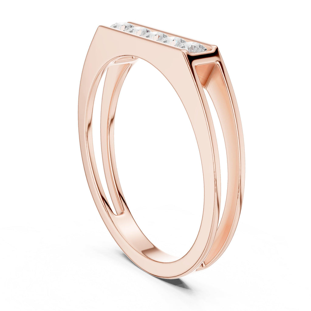 Men's Open-Band Moissanite Ring with Pavé Bar – 925 Sterling Silver, 18K Gold Vermeil