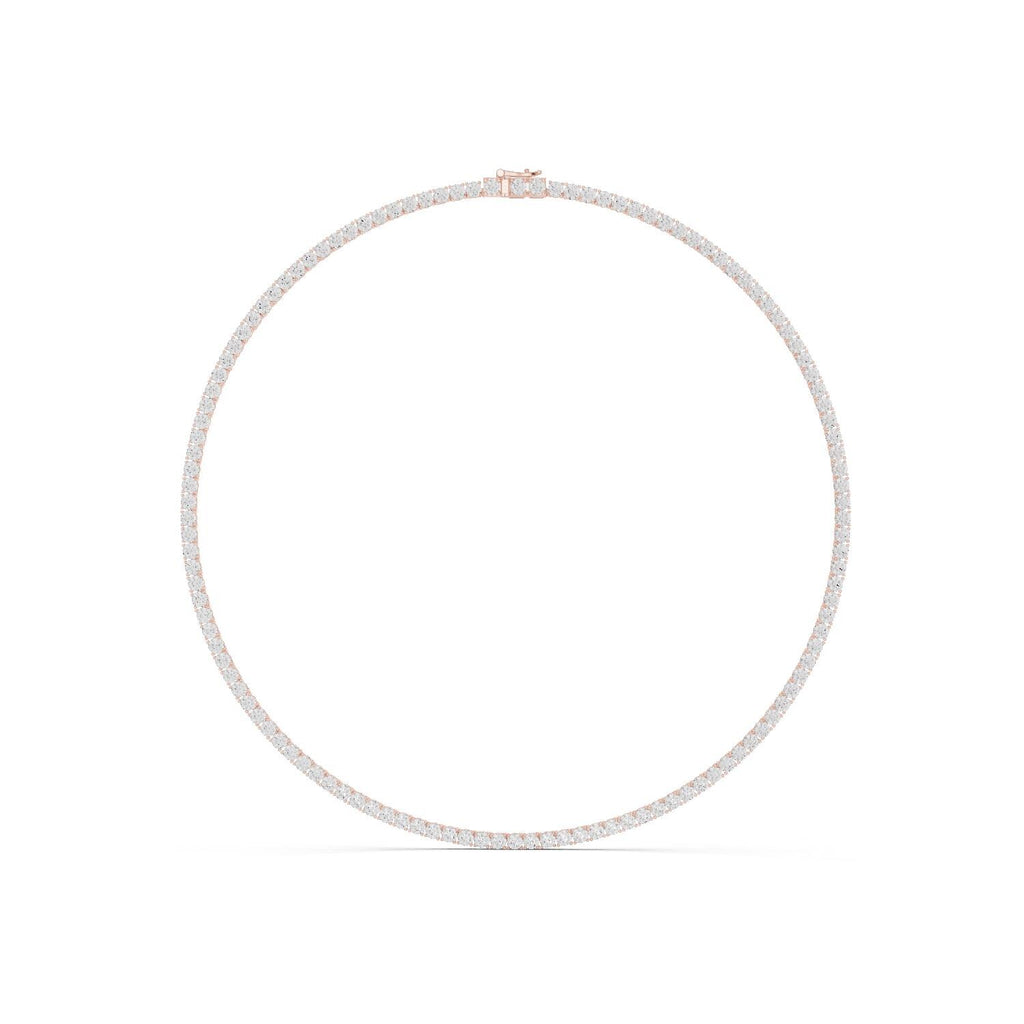 Classic Round Moissanite Tennis Necklace – 925 Sterling Silver, 18K Gold Vermeil