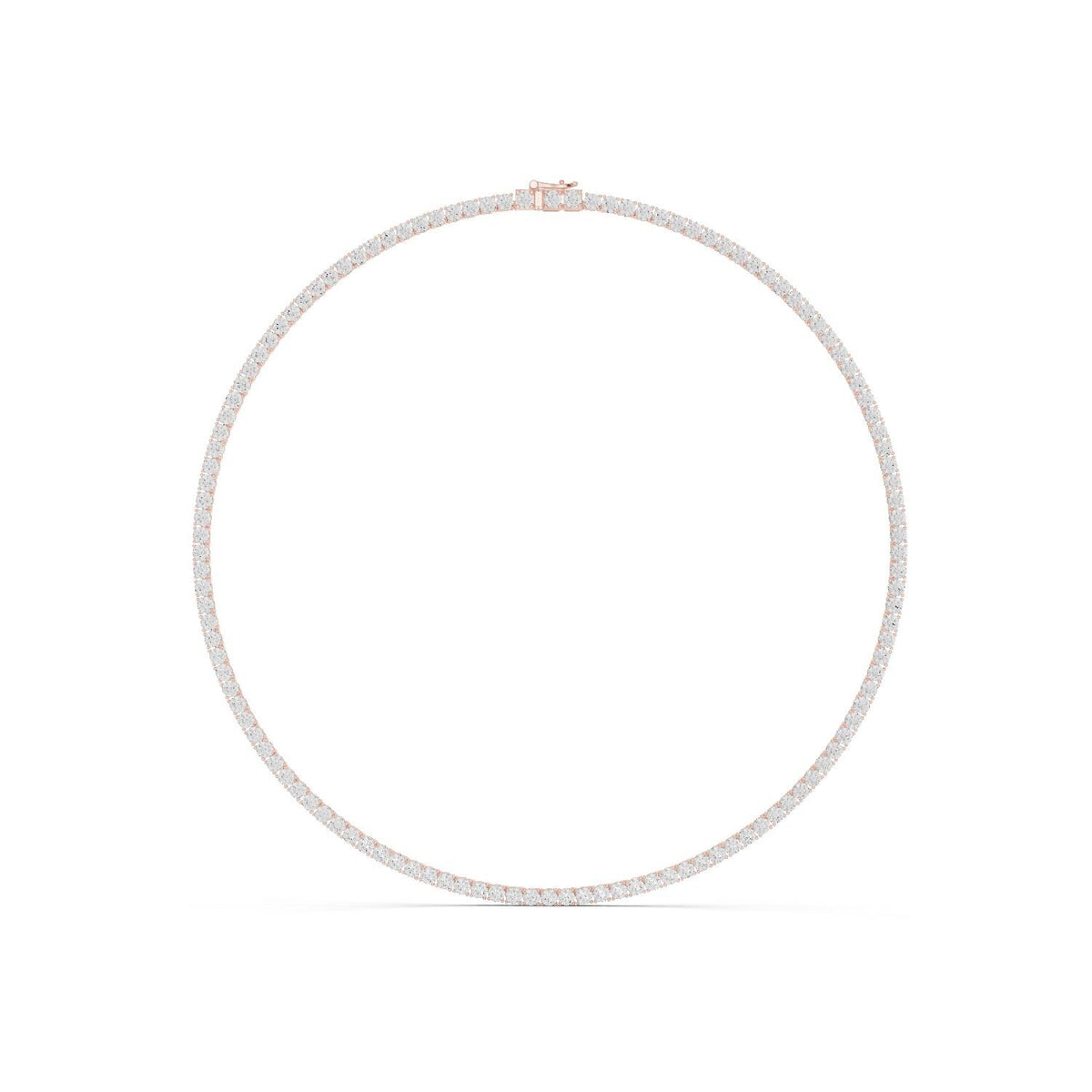 Classic Round Moissanite Tennis Necklace – 925 Sterling Silver, 18K Gold Vermeil