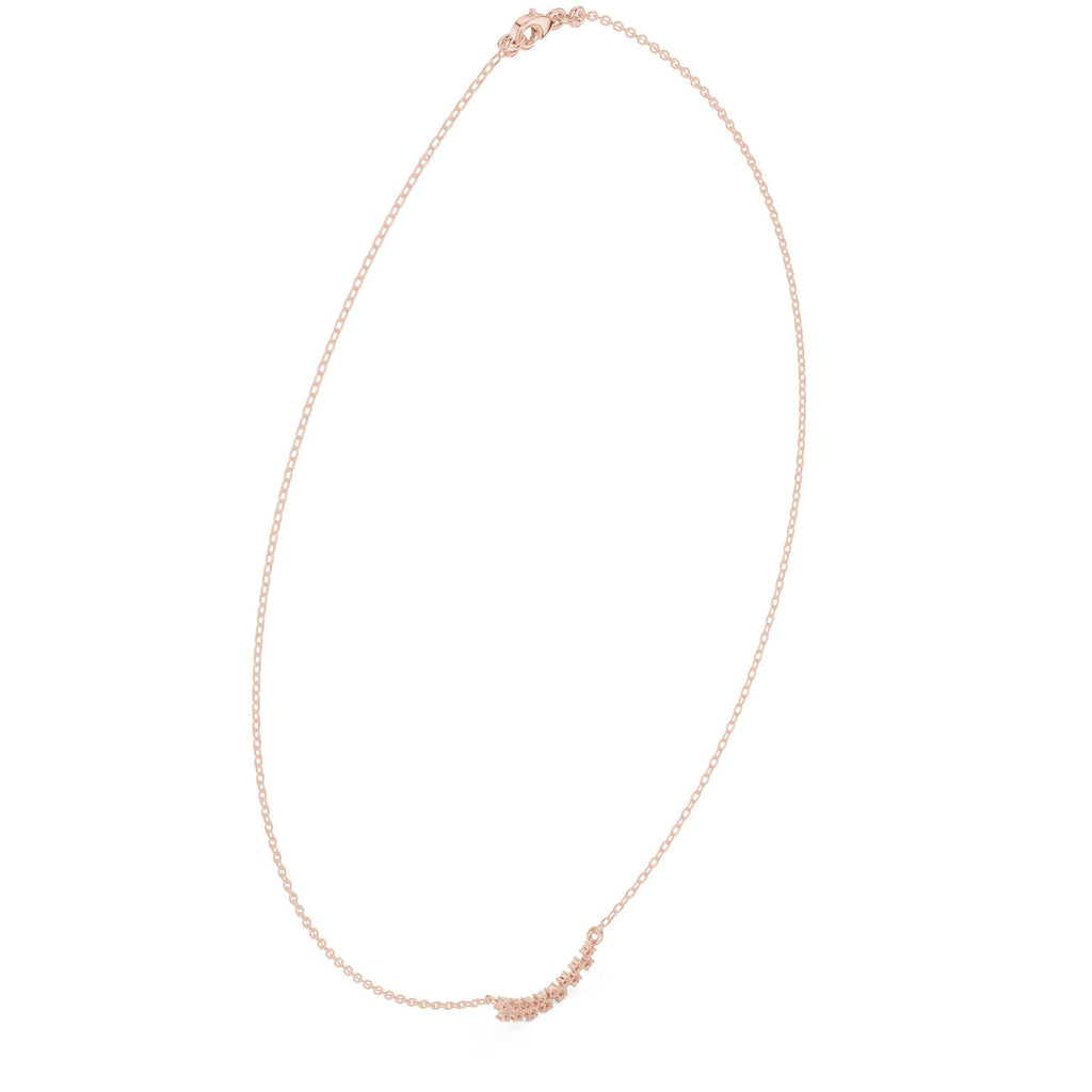 Moissanite Curved Cluster Bar Necklace – 925 Sterling Silver, 18K Gold Vermeil