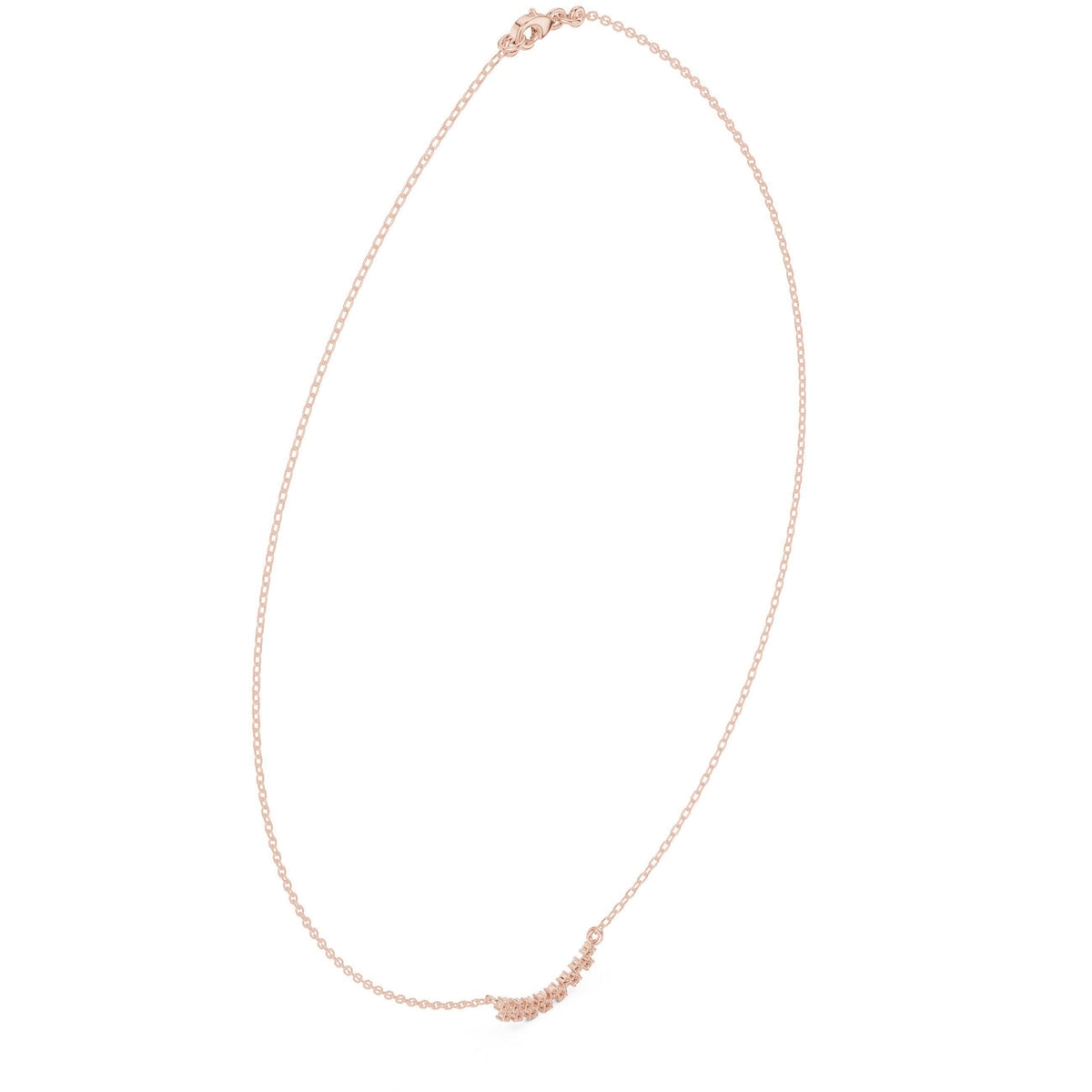 Moissanite Curved Cluster Bar Necklace – 925 Sterling Silver, 18K Gold Vermeil