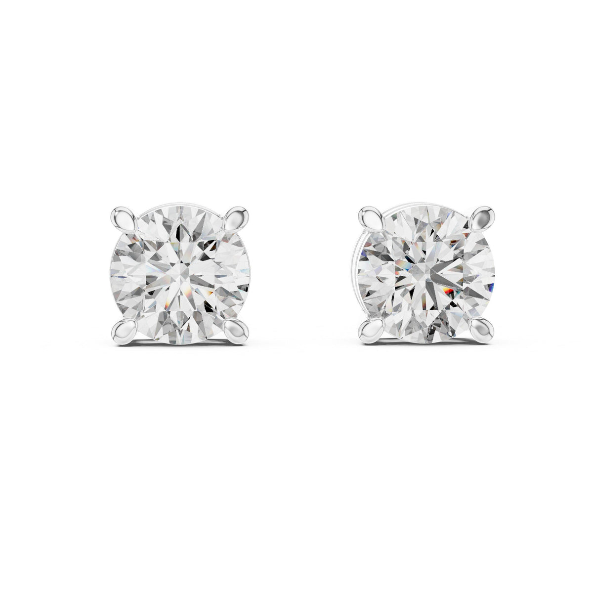 7mm Round Moissanite Four-Prong Stud Earrings – 925 Sterling Silver, 18K Gold Vermeil
