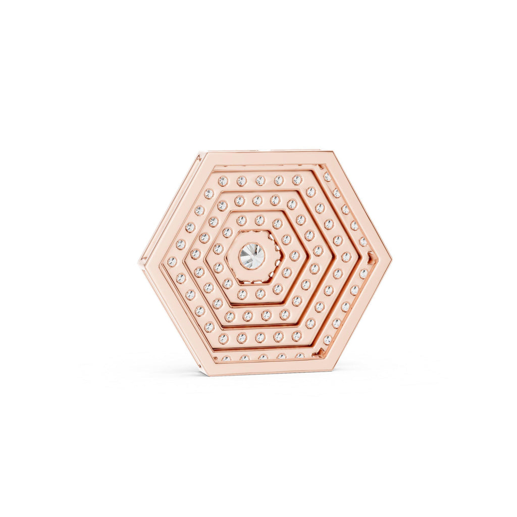 Moissanite Hexagon Pavé Pendant Necklace – 925 Sterling Silver, 18K Gold Vermeil