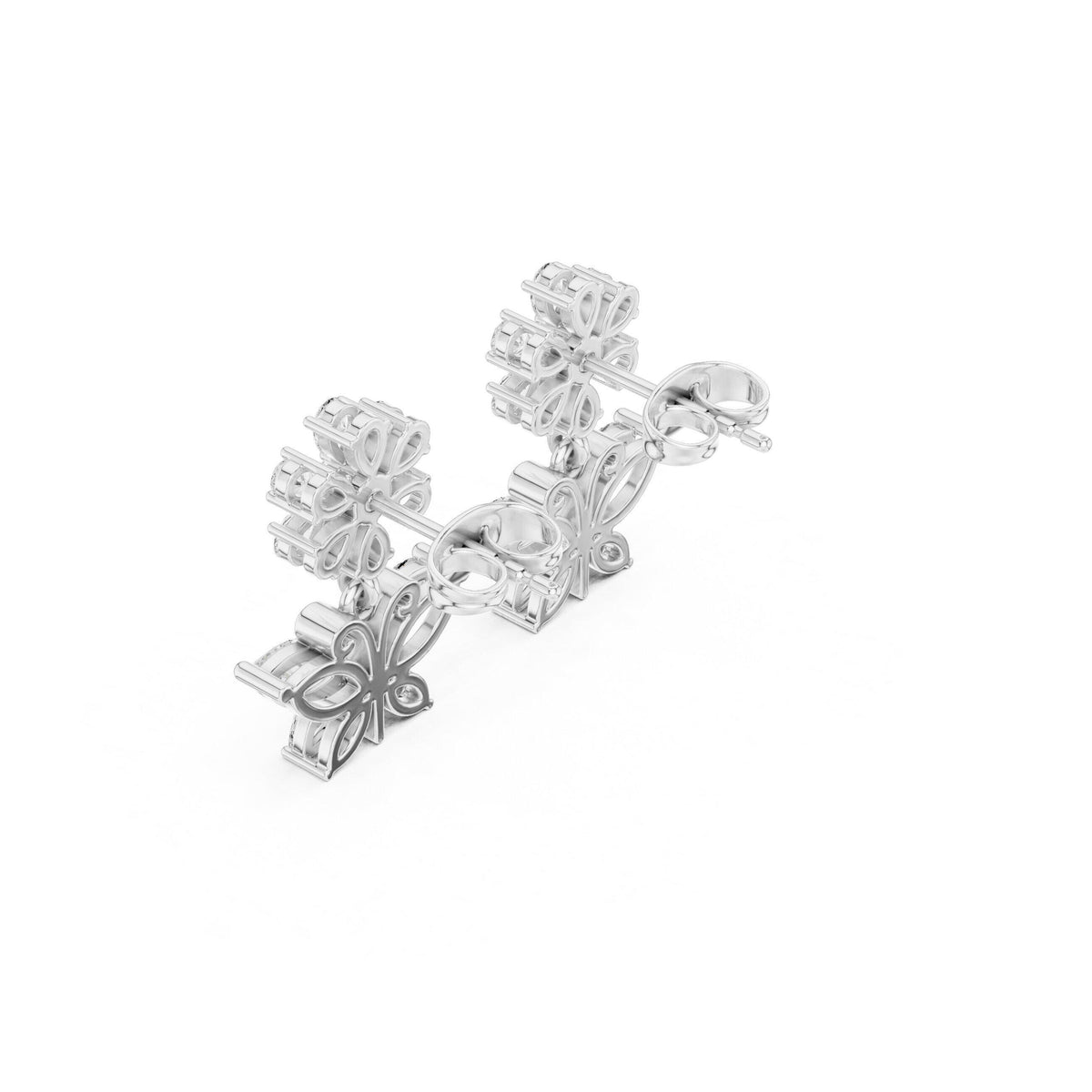 Moissanite Flower & Starburst Drop Earrings – 925 Sterling Silver, 18K Gold Vermeil