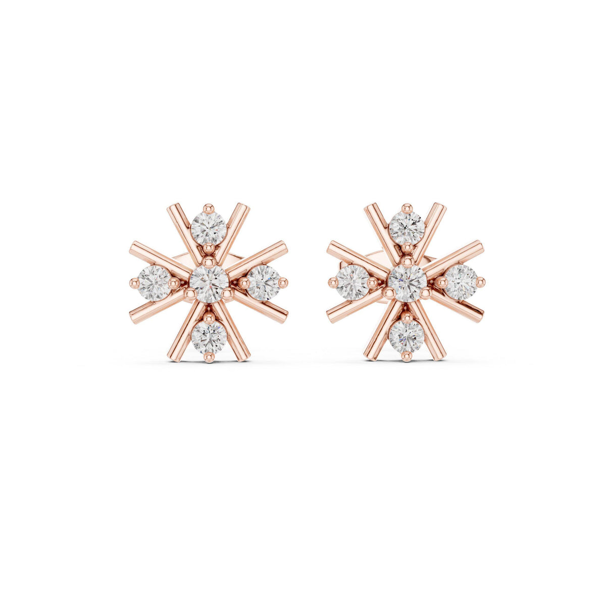 Moissanite Snowflake Stud Earrings – 925 Sterling Silver, 18K Gold Vermeil