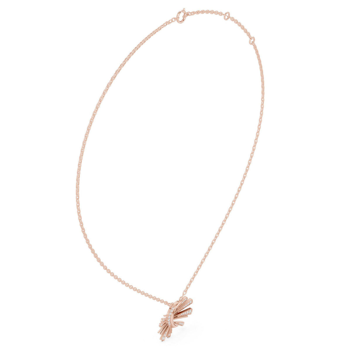 Moissanite Pavé Sunburst Fan Necklace – 925 Sterling Silver, 18K Gold Vermeil
