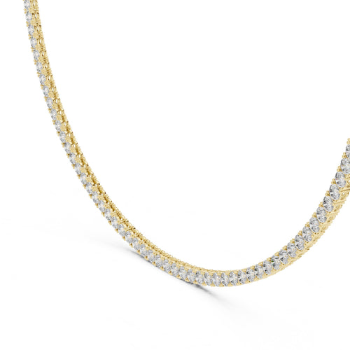 4mm Round Moissanite Tennis Necklace, 16" – 925 Sterling Silver, 18K Rose Gold Vermeil