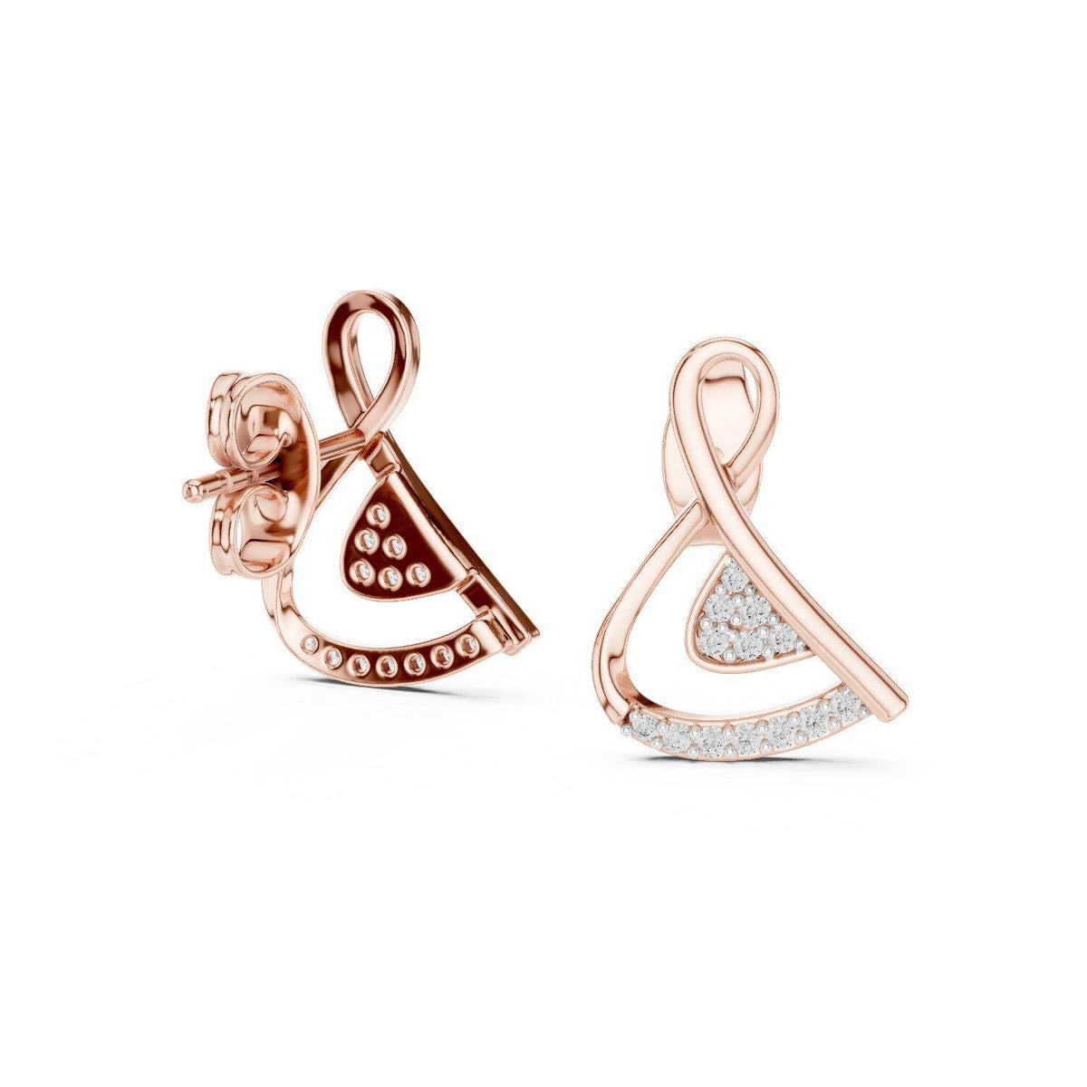 Moissanite Twisted Ribbon Stud Earrings – 925 Sterling Silver, 18K Gold Vermeil