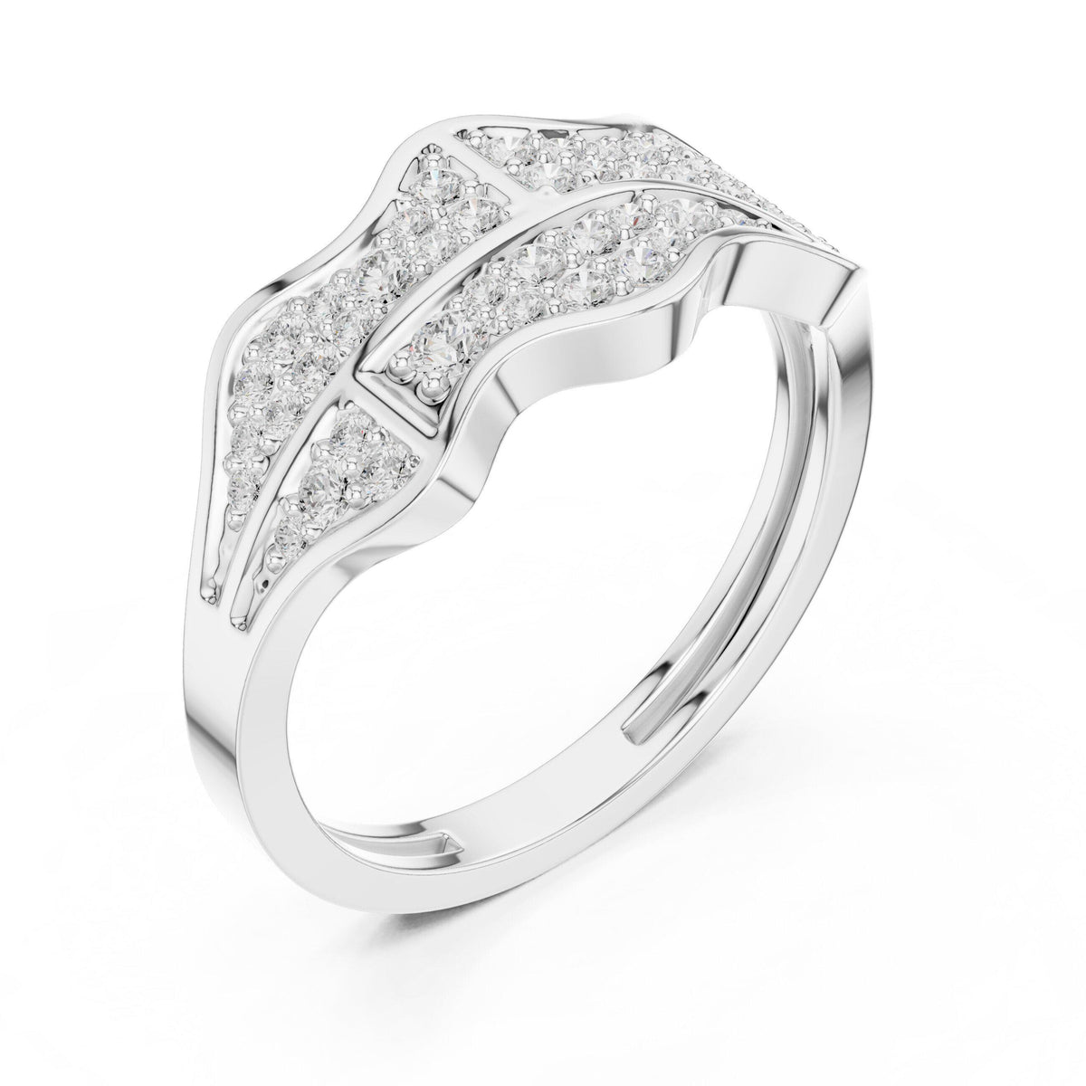 Men's Sculpted Pavé Moissanite Ring – 925 Sterling Silver, 18K Gold Vermeil