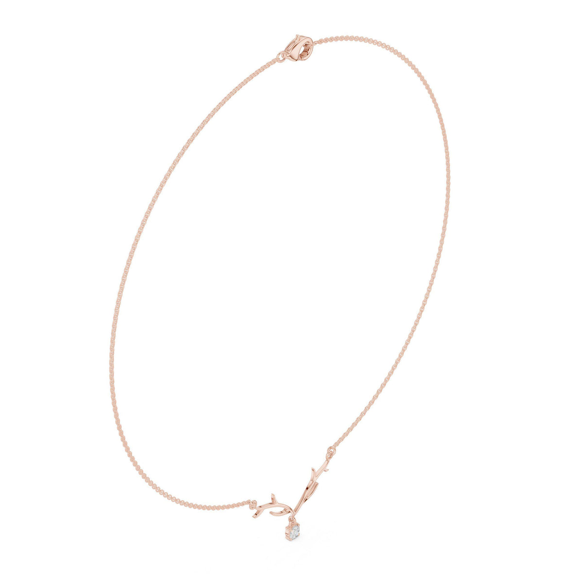 Moissanite Twig Branch Necklace – 925 Sterling Silver, 18K Gold Vermeil