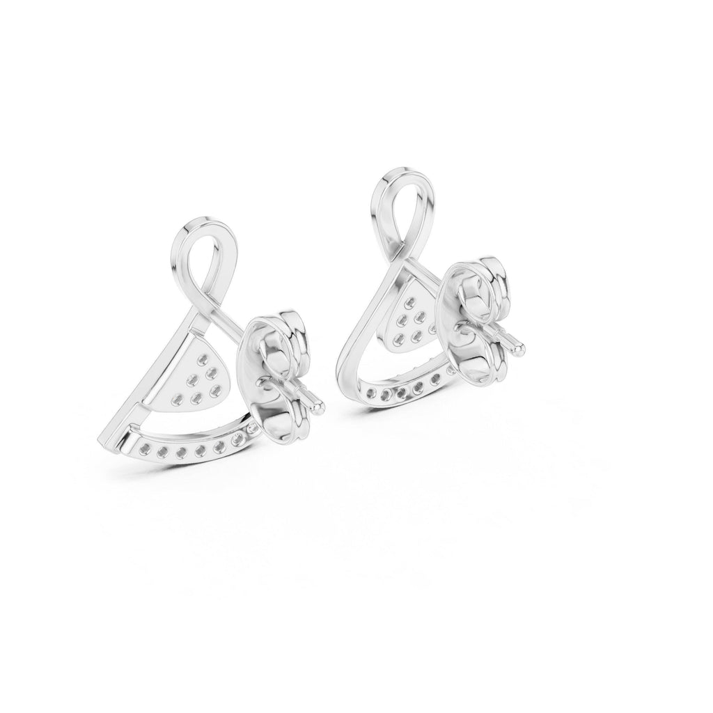 Moissanite Twisted Ribbon Stud Earrings – 925 Sterling Silver, 18K Gold Vermeil