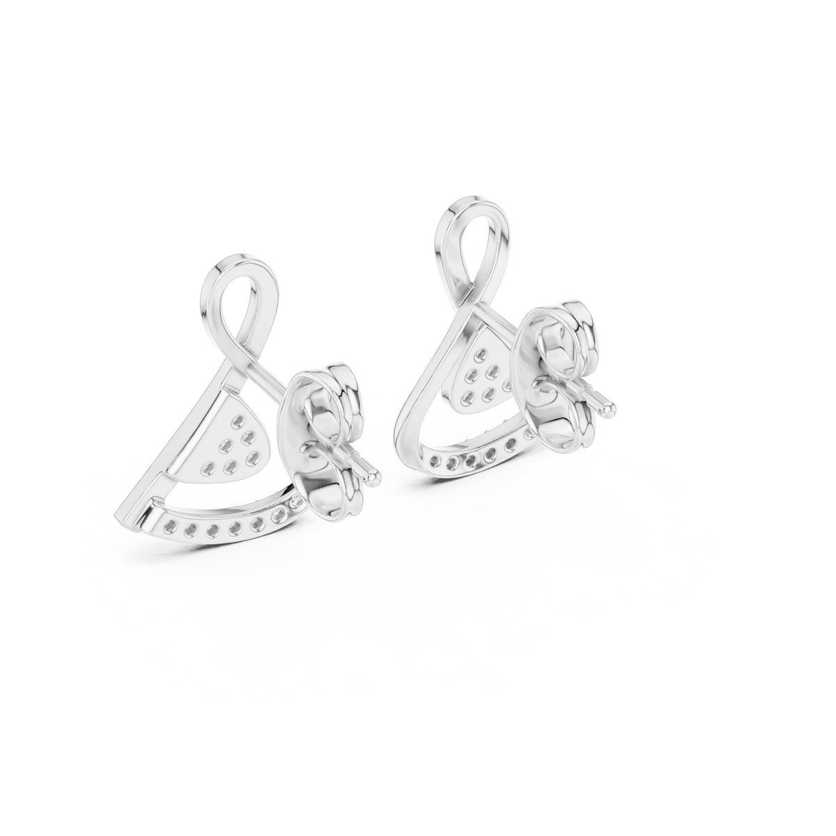 Moissanite Twisted Ribbon Stud Earrings – 925 Sterling Silver, 18K Gold Vermeil