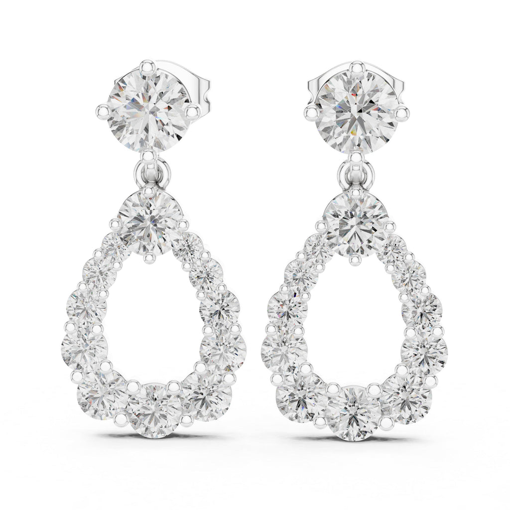 Open Teardrop Moissanite Drop Earrings – 925 Sterling Silver, 18K Gold Vermeil