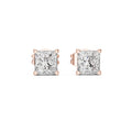 Princess Moissanite Solitaire Stud Earrings – 925 Sterling Silver, 18K Gold Vermeil