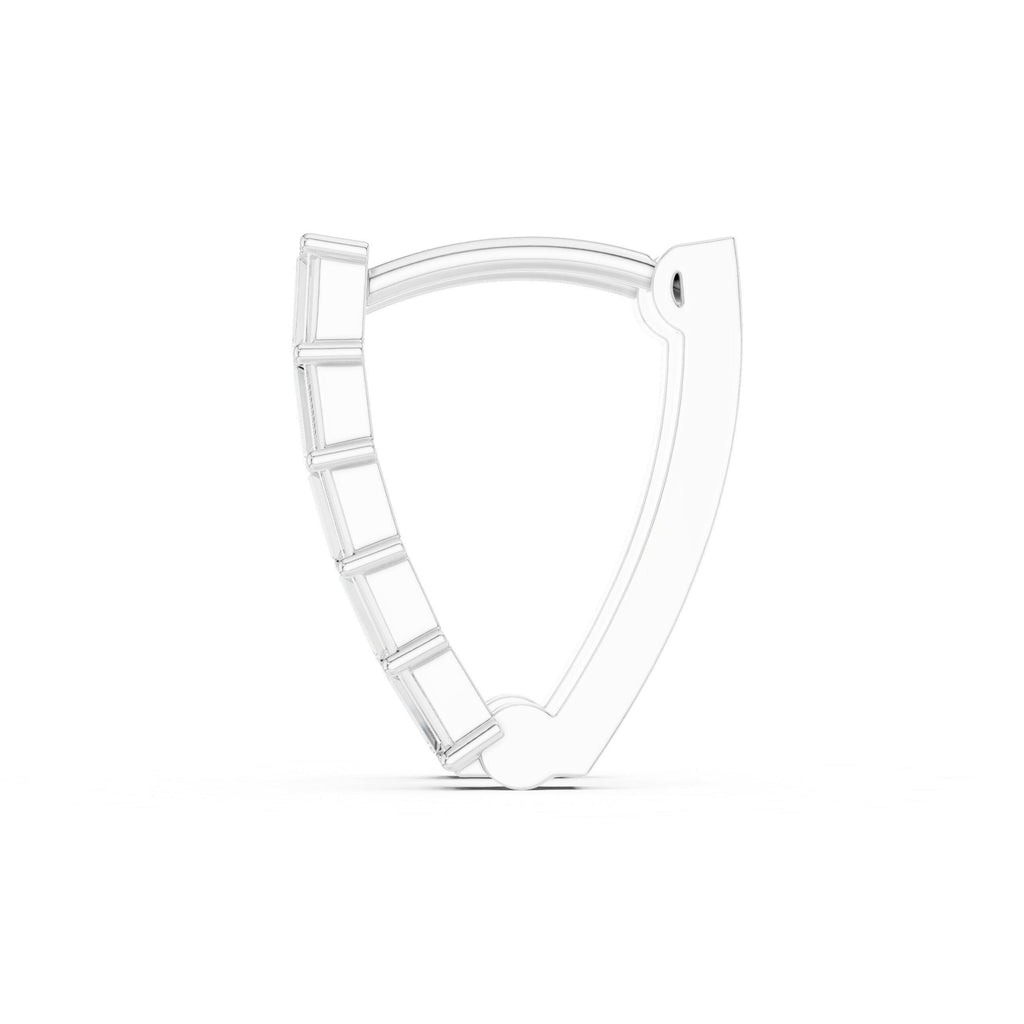 Baguette Moissanite V-Hoop Earrings – 925 Sterling Silver, 18K Gold Vermeil