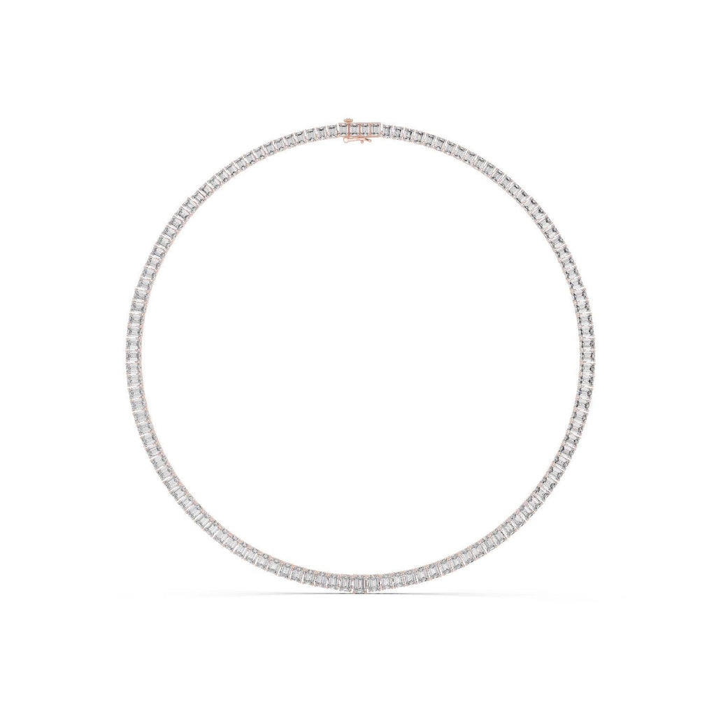 Baguette Moissanite Tennis Necklace – 925 Sterling Silver, 18K Gold Vermeil