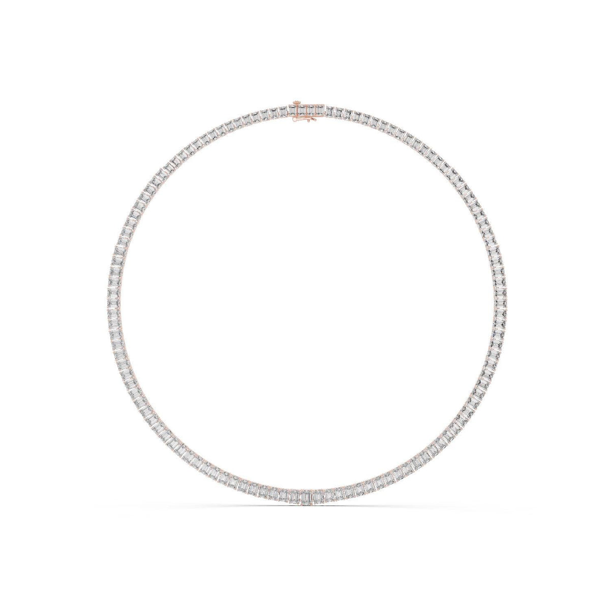 Baguette Moissanite Tennis Necklace – 925 Sterling Silver, 18K Gold Vermeil