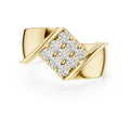 Men's Twisted Bypass Ring with Square Pavé Cluster – 925 Sterling Silver, 18K Gold Vermeil
