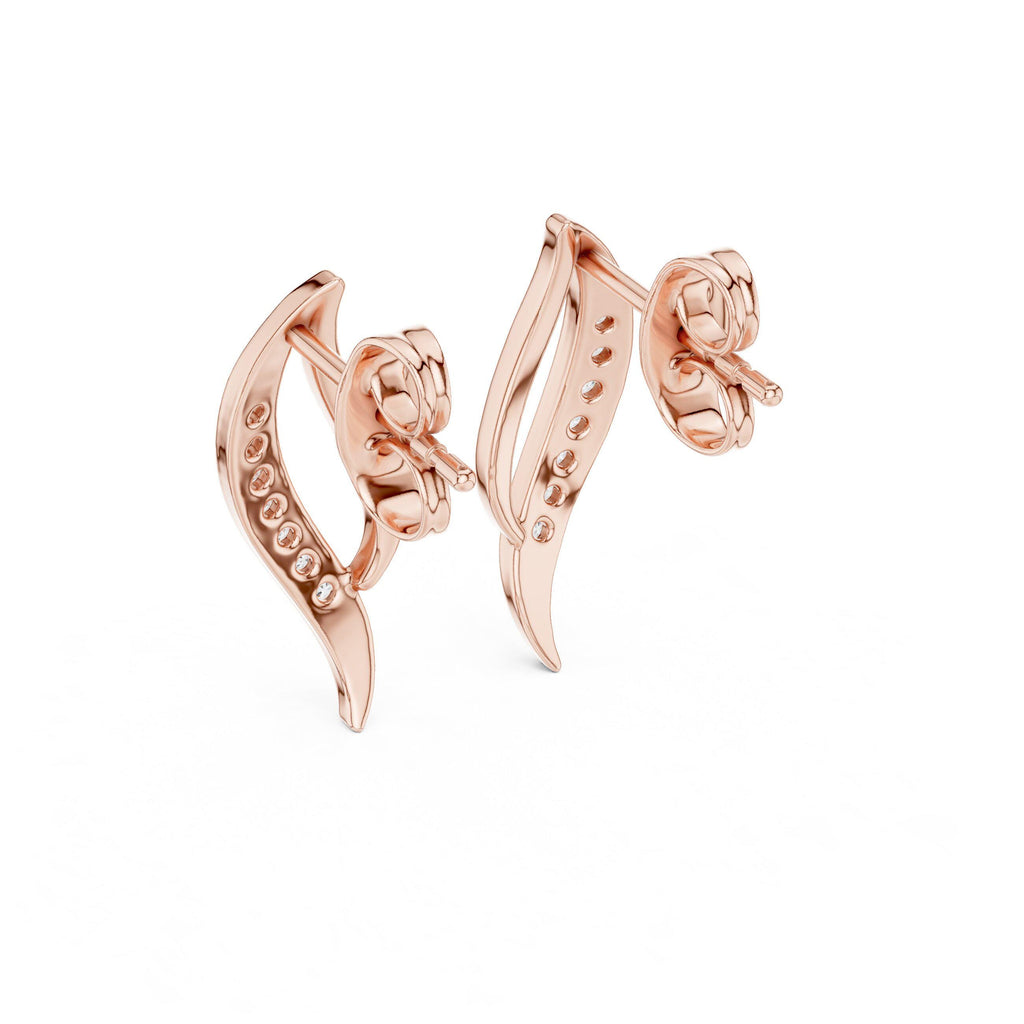 Moissanite Pavé Flame Stud Earrings – 925 Sterling Silver, 18K Gold Vermeil