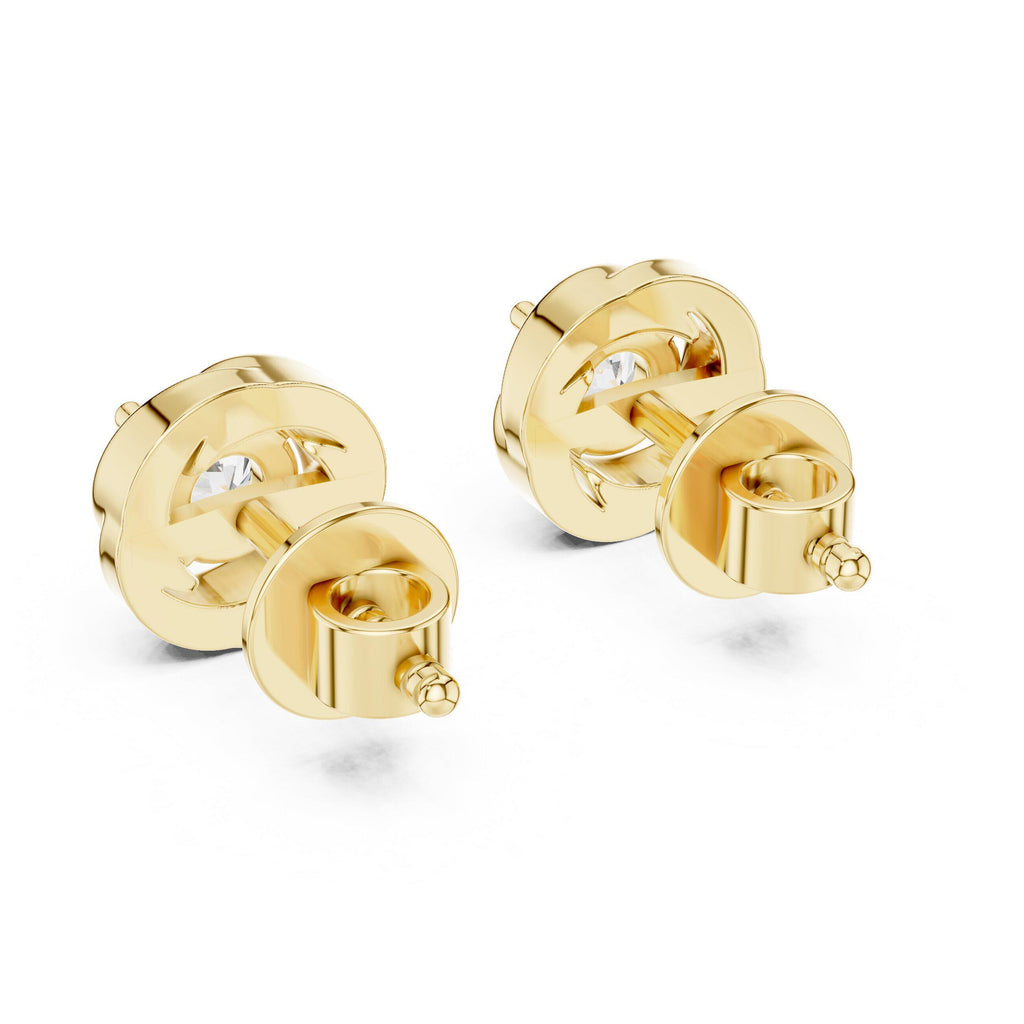 5mm Round Moissanite Swirl Stud Earrings – 925 Sterling Silver, 18K Gold Vermeil