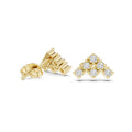 Moissanite Chevron Cluster Stud Earrings – 925 Sterling Silver, 18K Gold Vermeil