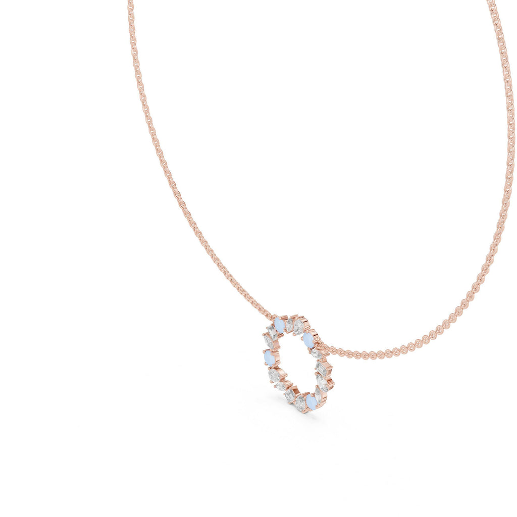 Mixed-Cut Moissanite Open-Circle Necklace – 925 Sterling Silver, 18K Gold Vermeil