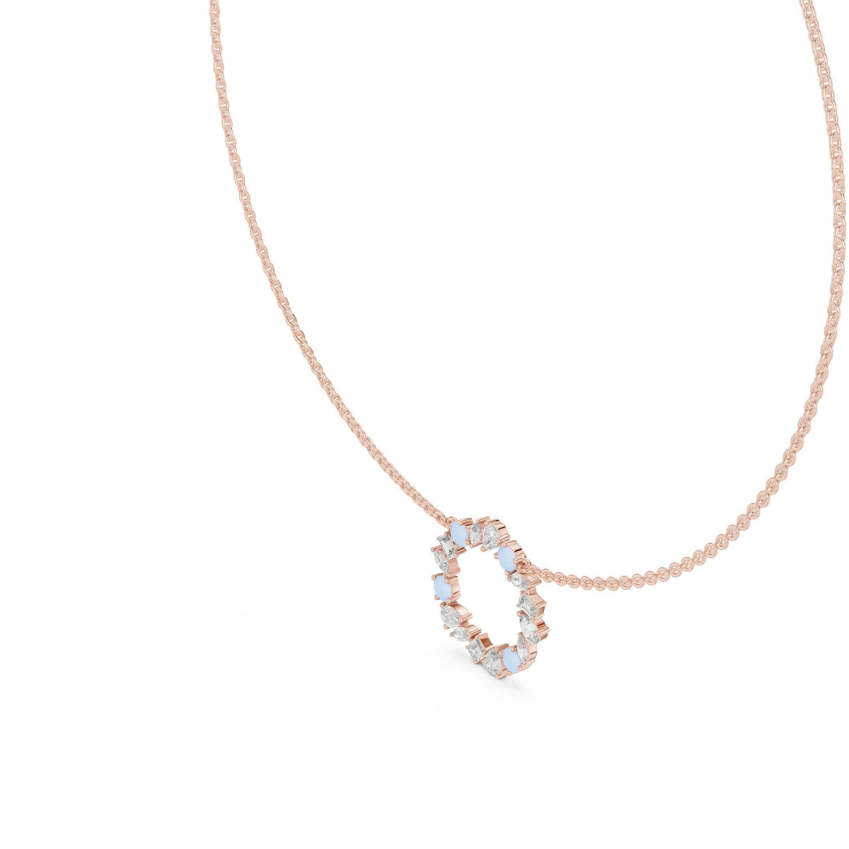 Mixed-Cut Moissanite Open-Circle Necklace – 925 Sterling Silver, 18K Gold Vermeil