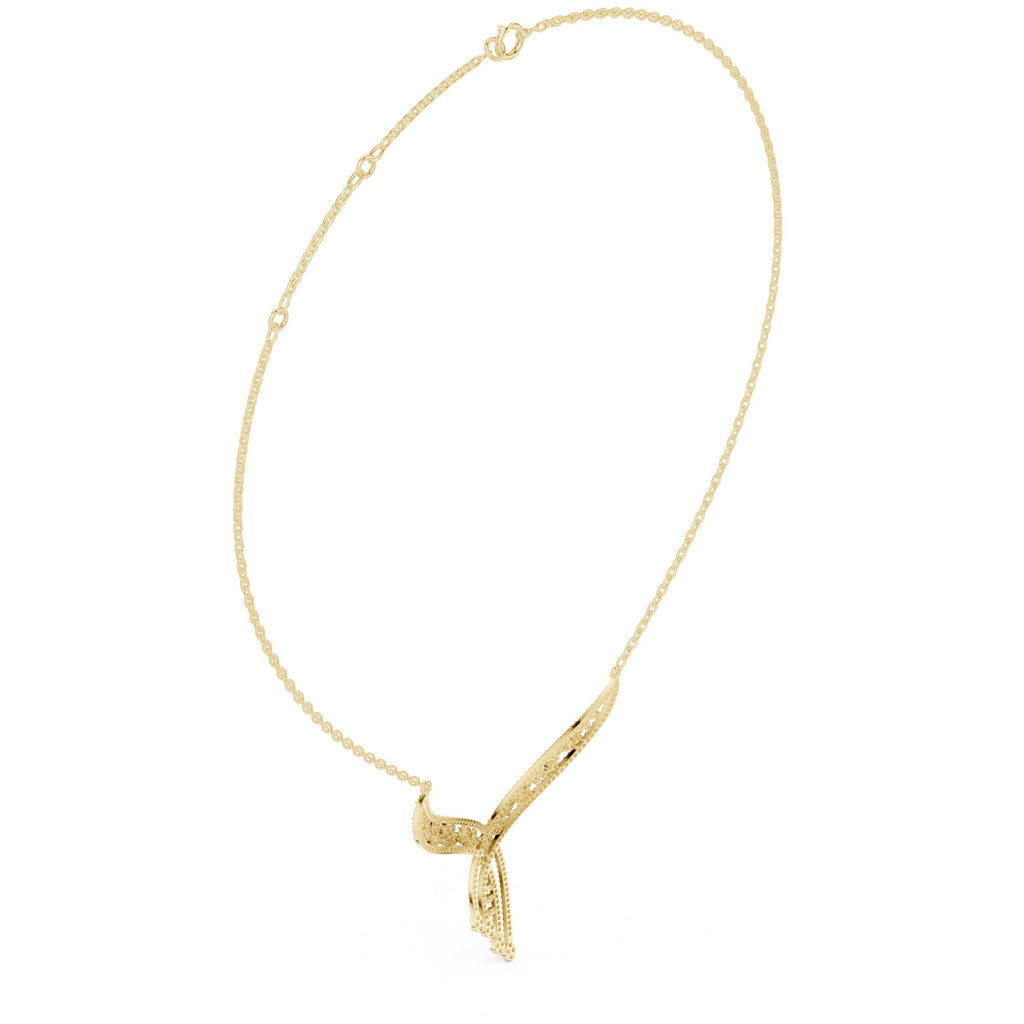 Moissanite Pavé Swirl Ribbon Necklace – 925 Sterling Silver, 18K Gold Vermeil