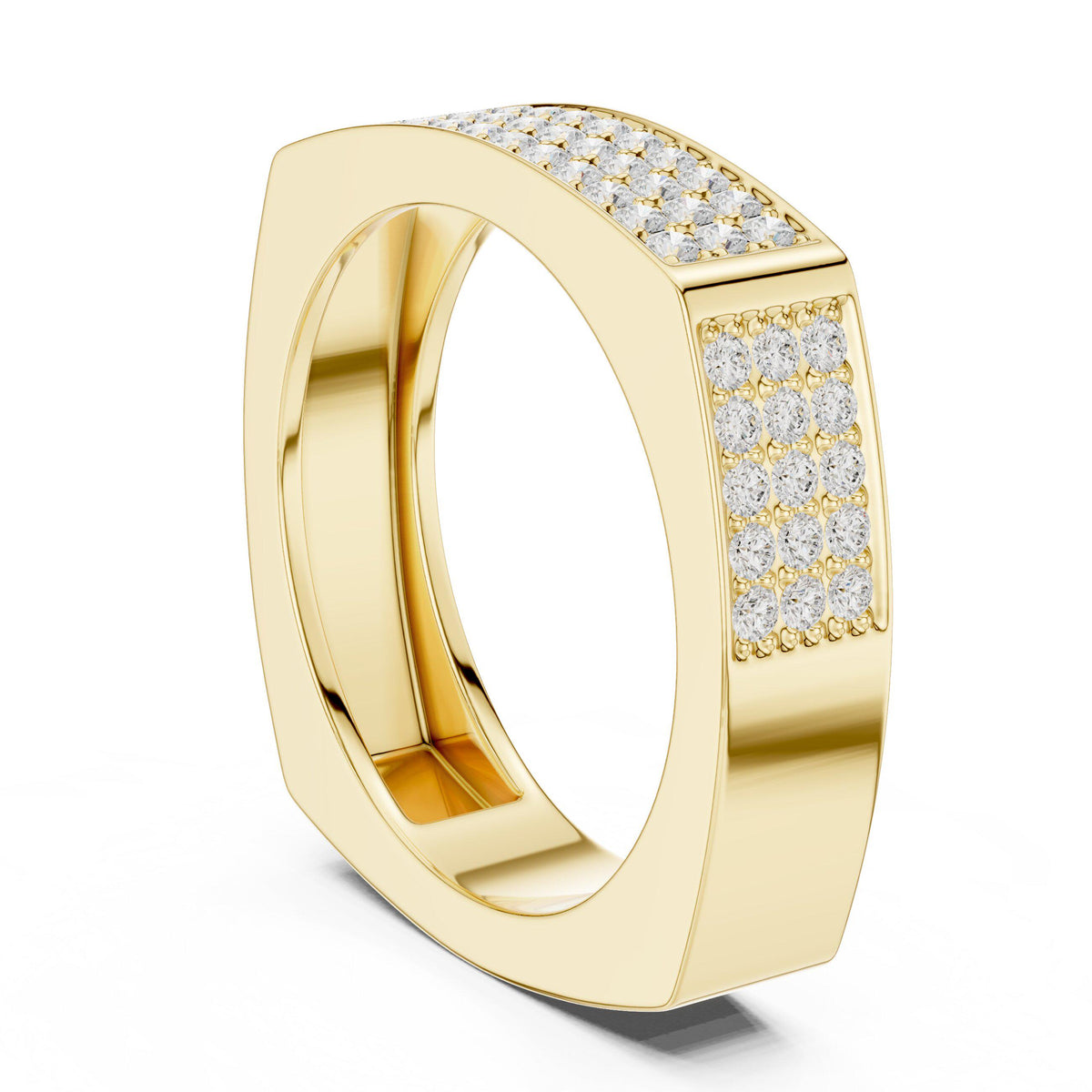 Men's Square-Profile Pavé Moissanite Band – 925 Sterling Silver, 18K Gold Vermeil