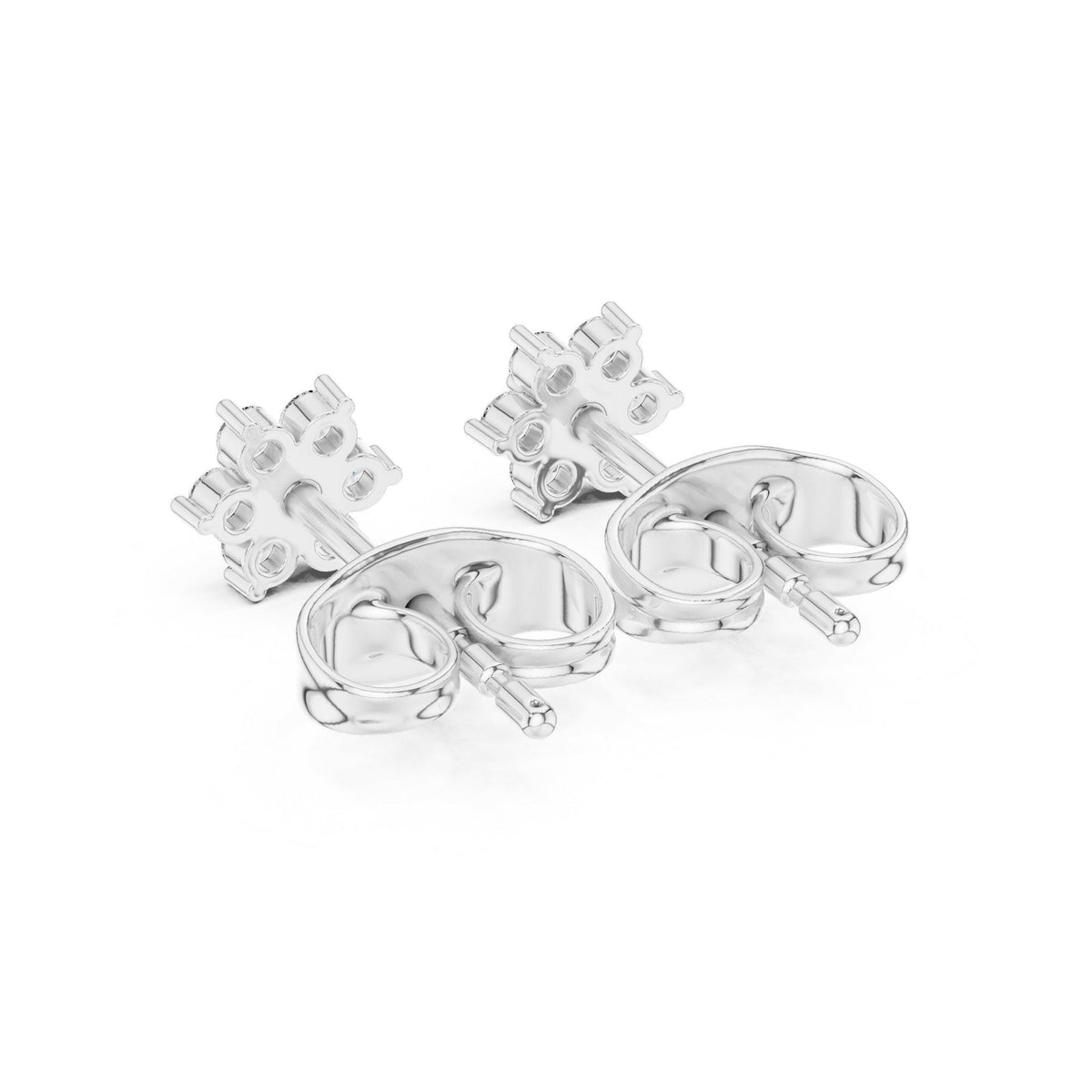 Moissanite Petite Flower Cluster Stud Earrings – 925 Sterling Silver, 18K Gold Vermeil