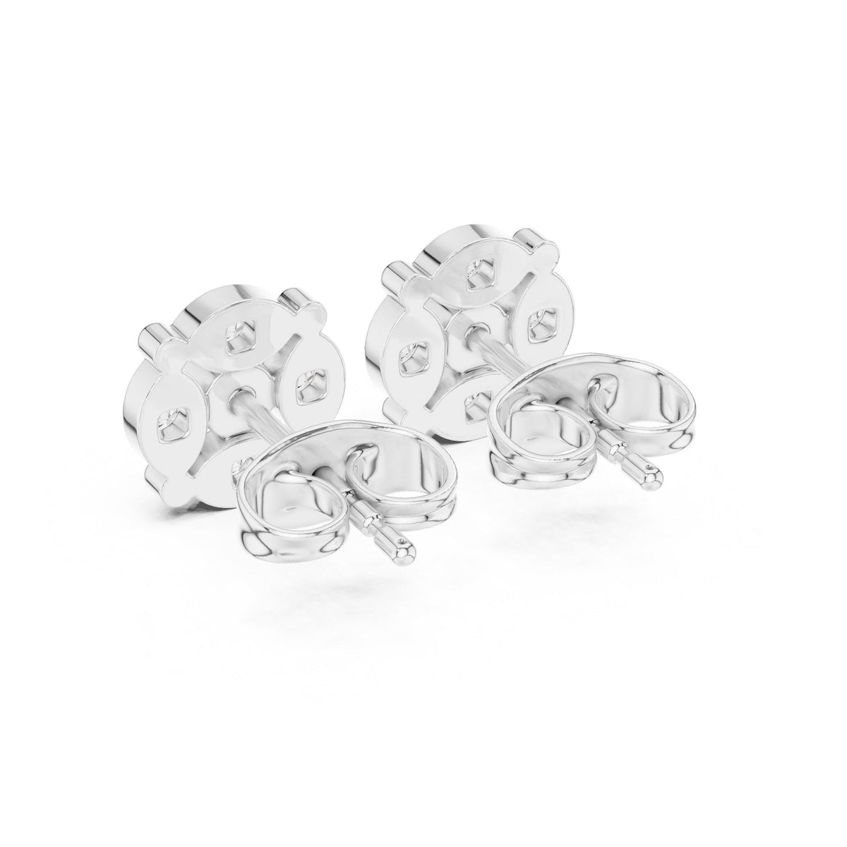 Moissanite Round Cluster Disc Stud Earrings – 925 Sterling Silver, 18K Gold Vermeil