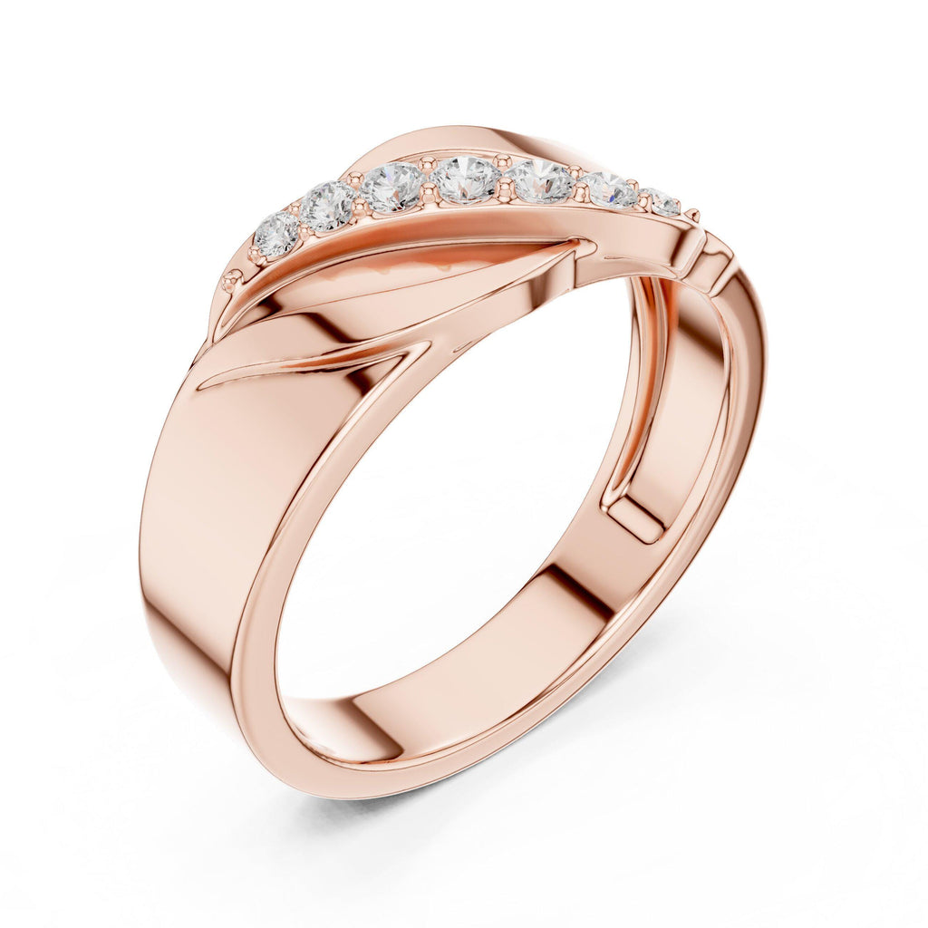Men's Diagonal Pavé Moissanite Band – 925 Sterling Silver, 18K Gold Vermeil